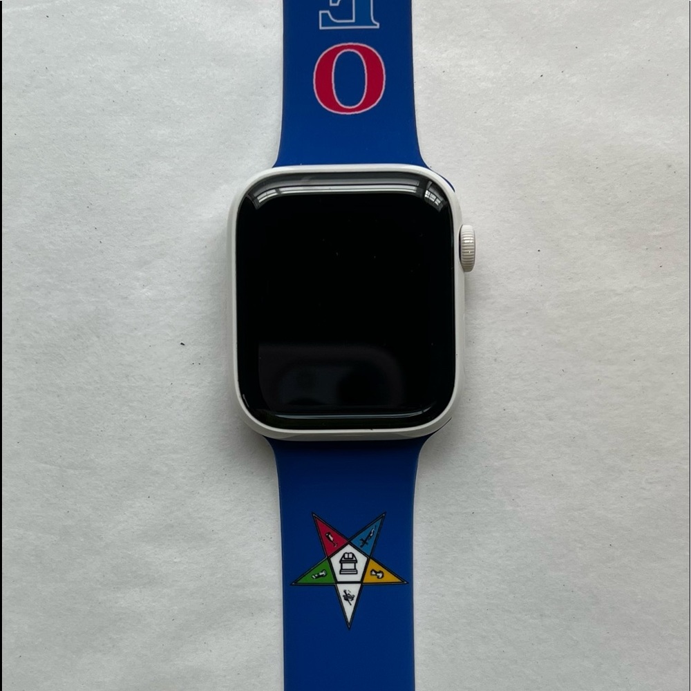 OES Eastern Star Silicone Watch Band for Apple Watch Size 42/44/45 MM Blue